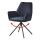 Esszimmerstuhl HWC-G67, Küchenstuhl Stuhl mit Armlehne, drehbar Auto-Position, Samt ~ anthrazit-blau, Beine schwarz