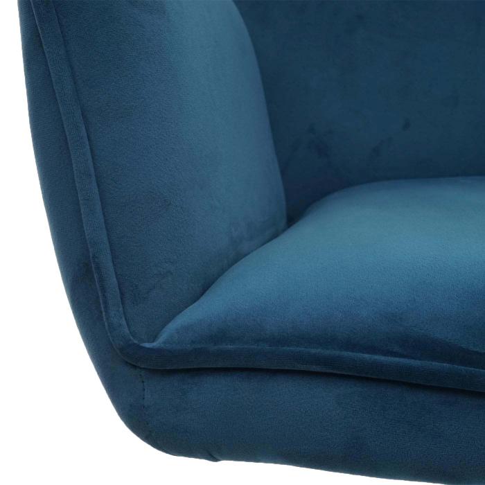 Esszimmerstuhl HWC-G67, Küchenstuhl Stuhl mit Armlehne, drehbar Auto- Position, Samt ~ türkis-blau, Beine schwarz von Heute-Wohnen