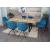 6er-Set Esszimmerstuhl HWC-G67, Küchenstuhl Stuhl Armlehne, drehbar Auto-Position, Samt ~ türkis-blau, Beine schwarz