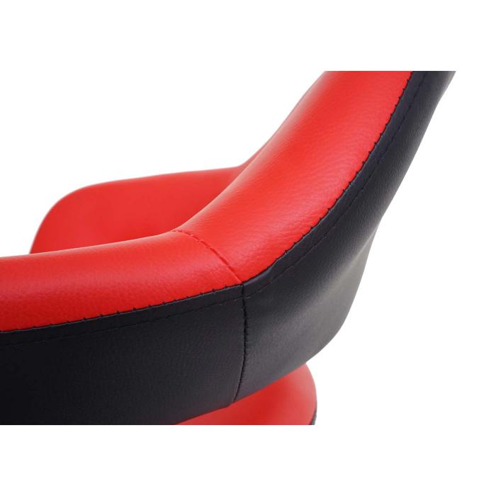 Barhocker HWC-F16, Barstuhl Tresenhocker Drehhocker, mit Lehne Kunstleder ~ rot-schwarz