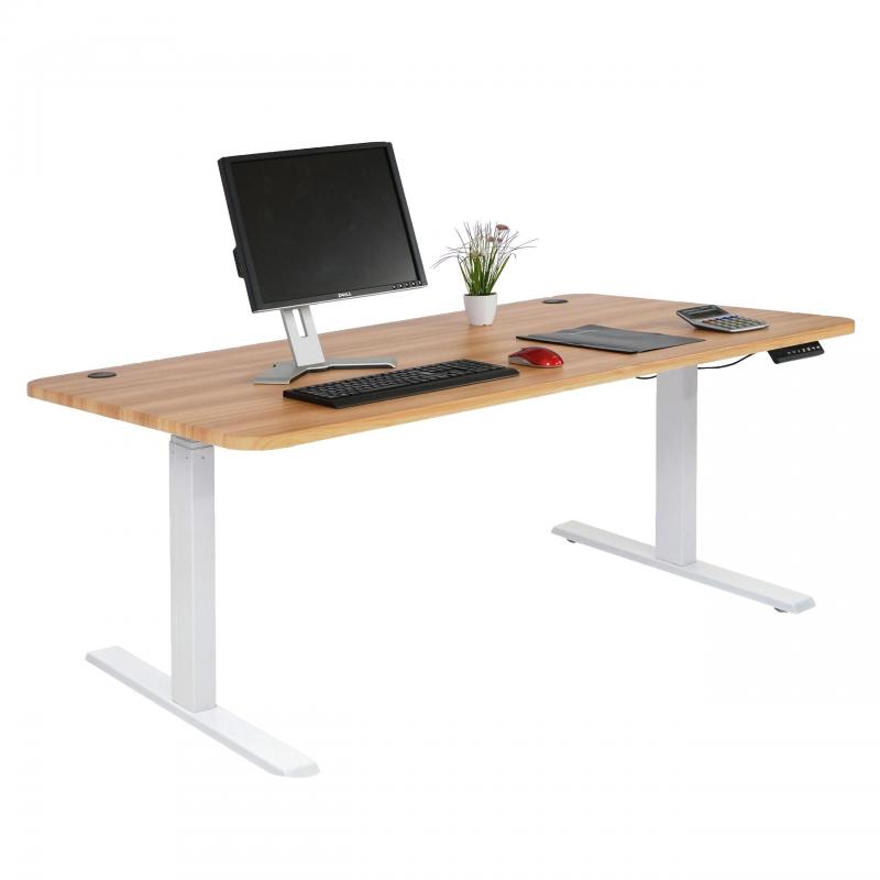 Schreibtisch HWC-D40, Computertisch, elektrisch hhenverstellbar 160x80cm 53kg MVG ~ Eiche-Dekor, wei