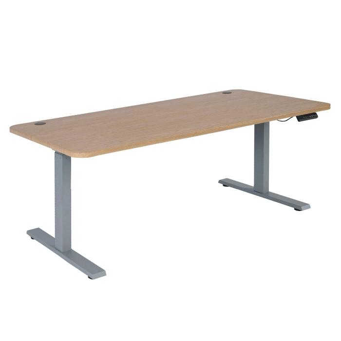 Schreibtisch HWC-D40, Computertisch, elektrisch hhenverstellbar 160x80cm 53kg ~ hellbraun, grau