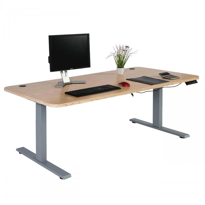 Schreibtisch HWC-D40, Computertisch, elektrisch hhenverstellbar 160x80cm 53kg MVG ~ hellbraun, grau