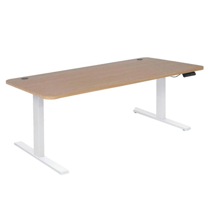 Schreibtisch HWC-D40, Computertisch, elektrisch hhenverstellbar 160x80cm 53kg ~ hellbraun, wei