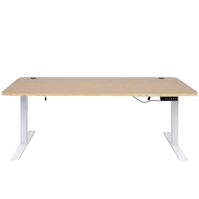 Schreibtisch HWC-D40, Computertisch, elektrisch hhenverstellbar 160x80cm 53kg MVG ~ hellbraun, wei