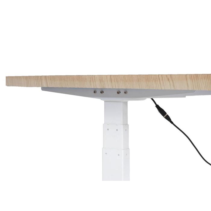 Schreibtisch HWC-D40, Computertisch, elektrisch hhenverstellbar 160x80cm 53kg ~ hellbraun, wei