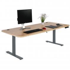 Schreibtisch HWC-D40, Computertisch, elektrisch höhenverstellbar 160x80cm 53kg ~ hellbraun, anthrazit-grau