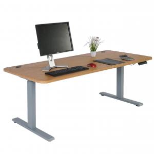 Schreibtisch HWC-D40, Computertisch, elektrisch hhenverstellbar 160x80cm 53kg ~ braun Struktur, grau