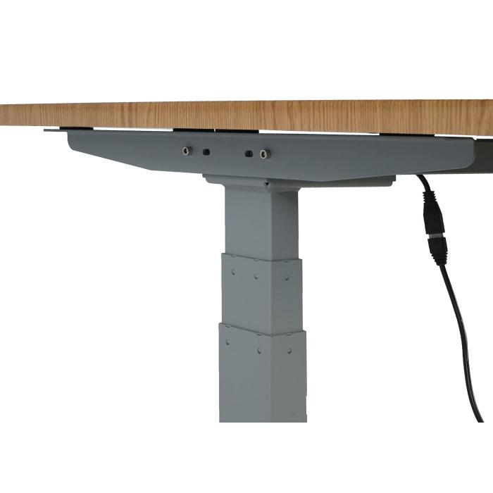 Schreibtisch HWC-D40, Computertisch, elektrisch hhenverstellbar 160x80cm 53kg ~ braun Struktur, grau