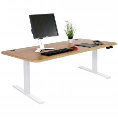 Schreibtisch HWC-D40, Computertisch, elektrisch höhenverstellbar 160x80cm 53kg ~ braun Struktur, weiß