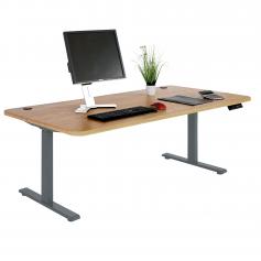 Schreibtisch HWC-D40, Computertisch, elektrisch höhenverstellbar 160x80cm 53kg ~ braun Struktur, anthrazit-grau