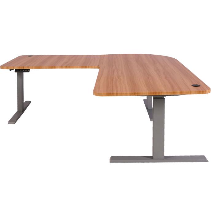 Eck-Schreibtisch HWC-D40, Computertisch elektrisch hhenverstellbar 178x178cm 84kg MVG ~ Eiche-Dekor, grau