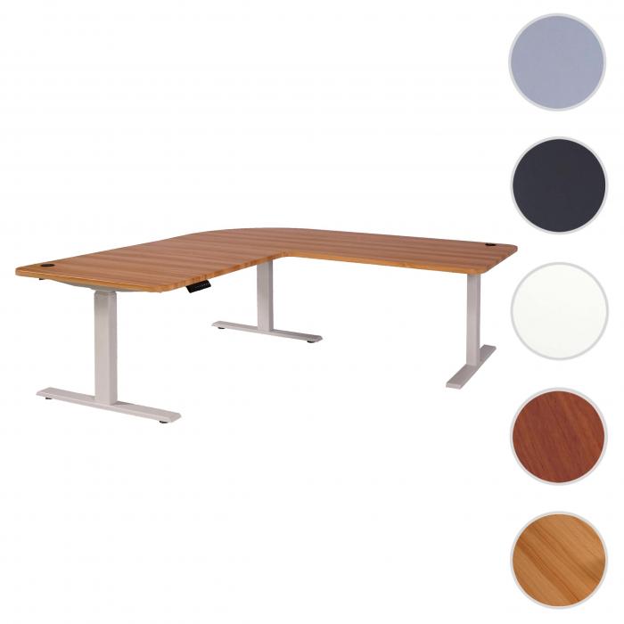 Eck-Schreibtisch HWC-D40, Computertisch elektrisch hhenverstellbar 178x178cm 84kg MVG ~ Eiche-Dekor, wei