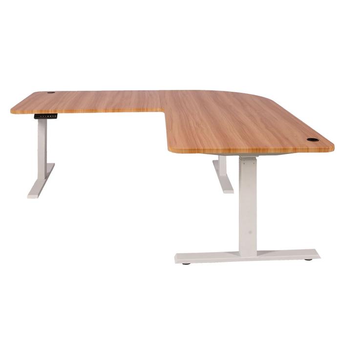 Eck-Schreibtisch HWC-D40, Computertisch elektrisch hhenverstellbar 178x178cm 84kg MVG ~ Eiche-Dekor, wei