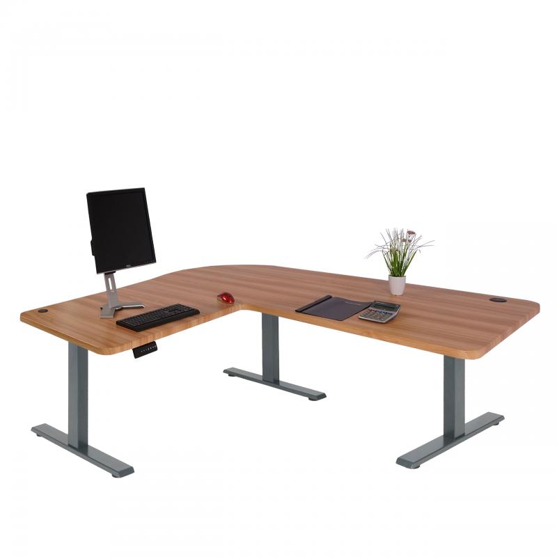 Eck-Schreibtisch HWC-D40, Computertisch elektrisch hhenverstellbar 178x178cm 84kg MVG ~ Eiche-Dekor, anthrazit-grau