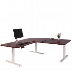 Eck-Schreibtisch HWC-D40, Computertisch, elektrisch höhenverstellbar 178x178cm 84kg ~ Kirsch-Dekor, weiß