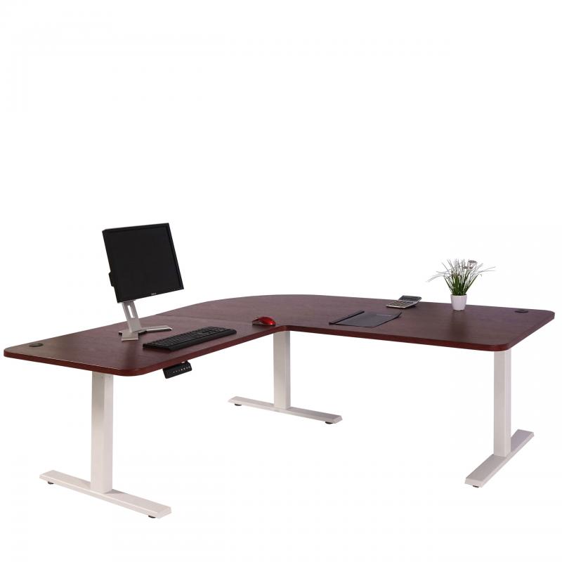 Eck-Schreibtisch HWC-D40, Computertisch elektrisch hhenverstellbar 178x178cm 84kg MVG ~ Kirsch-Dekor, wei