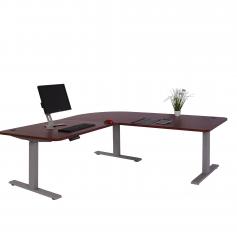 Eck-Schreibtisch HWC-D40, Computertisch, elektrisch höhenverstellbar 178x178cm 84kg ~ Kirsch-Dekor, grau