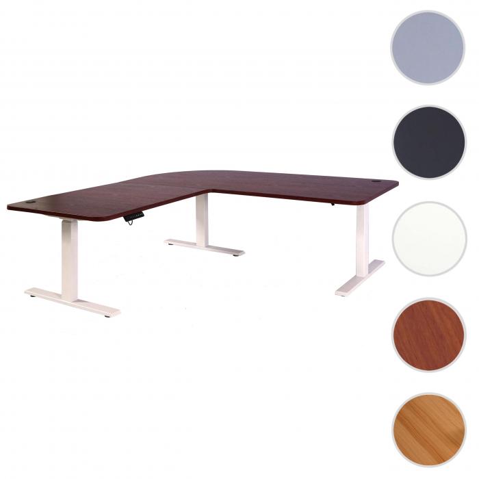 Eck-Schreibtisch HWC-D40, Computertisch elektrisch hhenverstellbar 178x178cm 84kg MVG ~ Kirsch-Dekor, wei