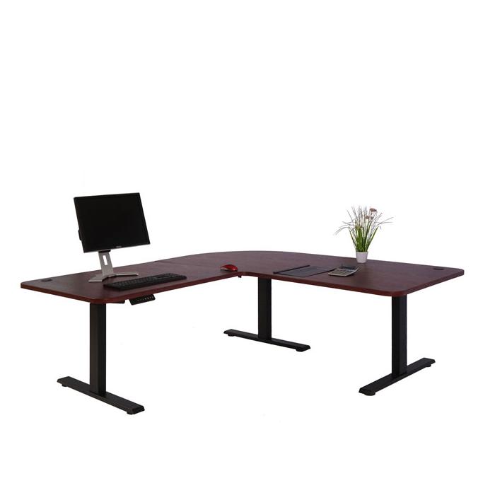 Eck-Schreibtisch HWC-D40, Computertisch elektrisch hhenverstellbar 178x178cm 84kg MVG ~ Kirsch-Dekor, schwarz