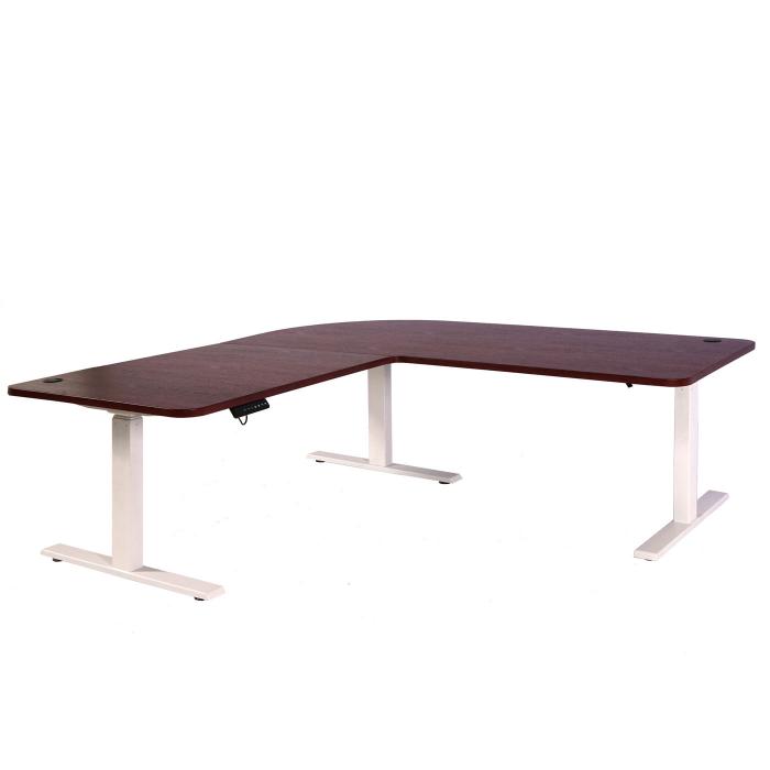 Eck-Schreibtisch HWC-D40, Computertisch elektrisch hhenverstellbar 178x178cm 84kg MVG ~ Kirsch-Dekor, wei