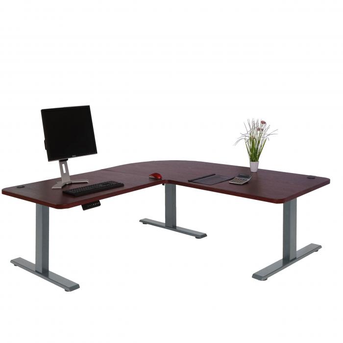 Eck-Schreibtisch HWC-D40, Computertisch elektrisch hhenverstellbar 178x178cm 84kg MVG ~ Kirsch-Dekor, anthrazit-grau