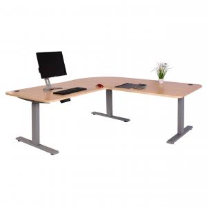 Eck-Schreibtisch HWC-D40, Computertisch elektrisch hhenverstellbar 178x178cm 84kg MVG ~ hellbraun, grau