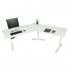 Schreibtisch HWC-D40, Computertisch, 120° elektrisch höhenverstellbar ~ weiß, weiß