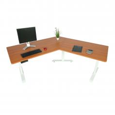 Schreibtisch HWC-D40, Computertisch, 120° elektrisch höhenverstellbar ~ natur, weiß