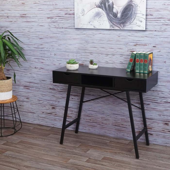 Konsolentisch HWC-E92, Ablagentisch Beistelltisch, 3D-Struktur 100x40cm ~ schwarz
