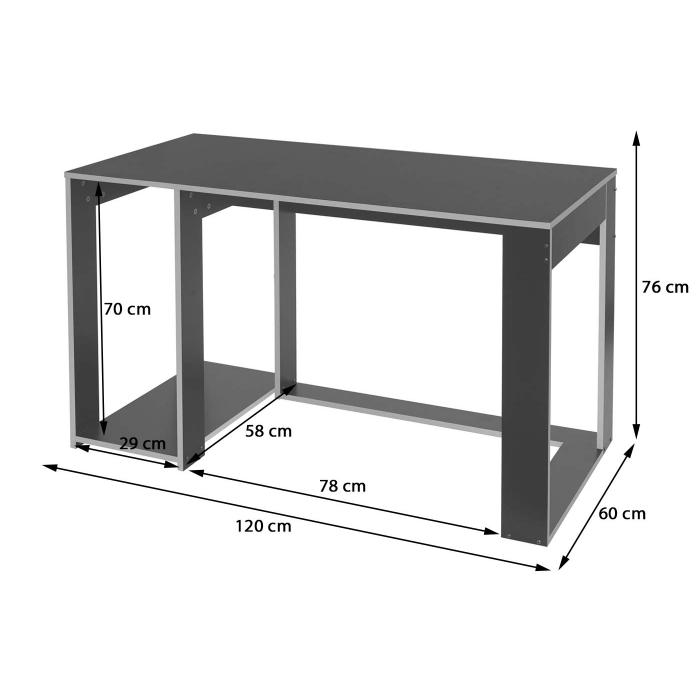 Schreibtisch HWC-J26, Computertisch Brotisch, 120x60x76cm ~ schwarz-grn