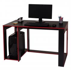 Schreibtisch HWC-J26, Computertisch Bürotisch, 120x60x76cm ~ schwarz-rot