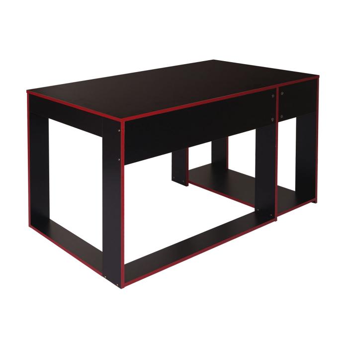 Schreibtisch HWC-J26, Computertisch Brotisch, 120x60x76cm ~ schwarz-rot