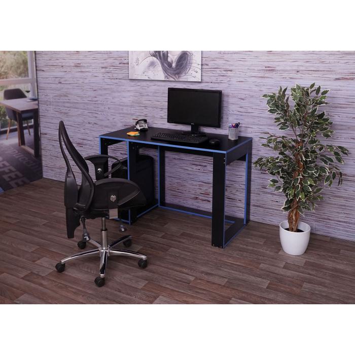 Schreibtisch HWC-J26, Computertisch Brotisch, 120x60x76cm ~ schwarz-blau