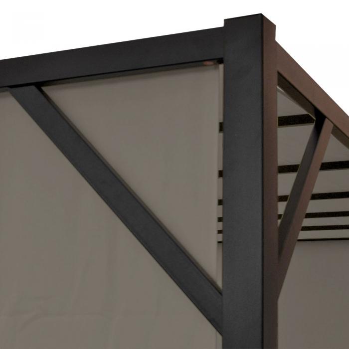 Pergola Baia, Garten Pavillon Terrassenberdachung, stabiles 6cm-Stahl-Gestell + Schiebedach taupe ~ 3x3m