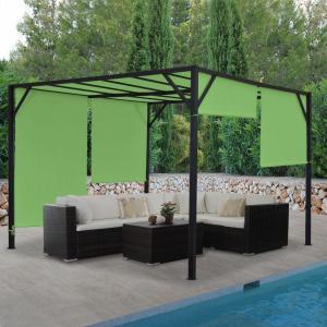 Pergola Baia, Garten Pavillon Terrassenberdachung, stabiles 6cm-Stahl-Gestell + Schiebedach grn ~ 4x4m