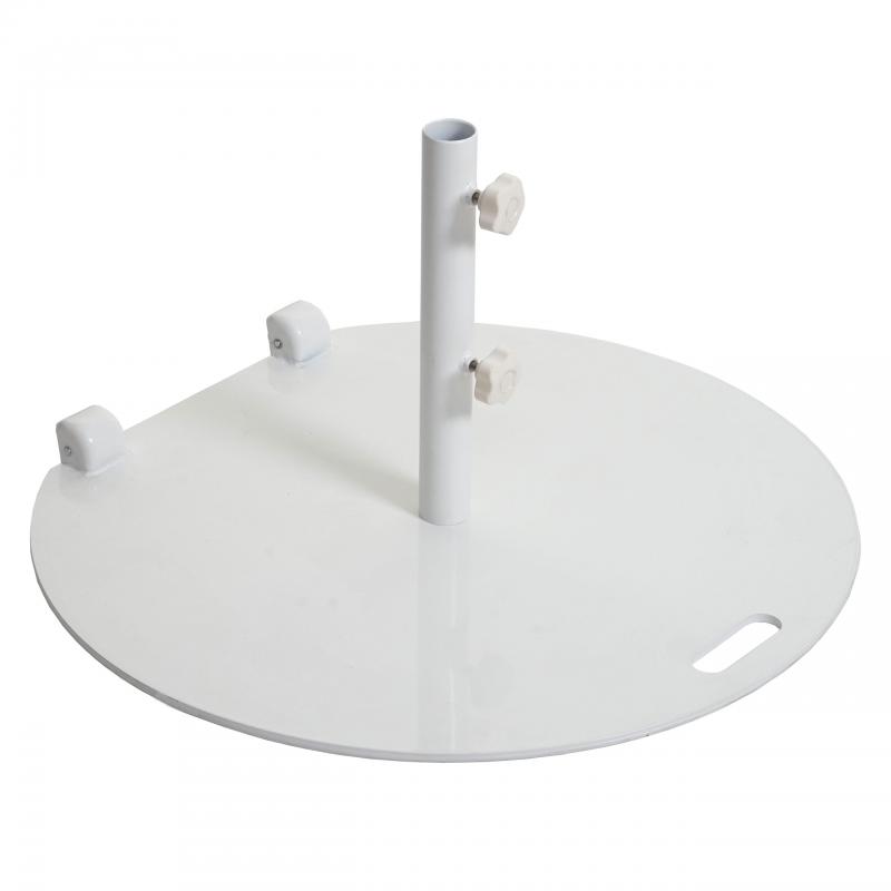 Sonnenschirmstnder HWC-A33, Schirmstnder Sonnenschirmfu Sonnenschirmhalter, rollbar, Metall, 22kg  69cm ~ wei