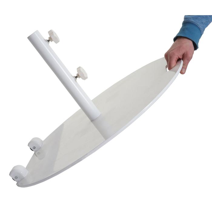 Sonnenschirmstnder HWC-A33, Schirmstnder Sonnenschirmfu Sonnenschirmhalter, rollbar, Metall, 22kg  69cm ~ wei