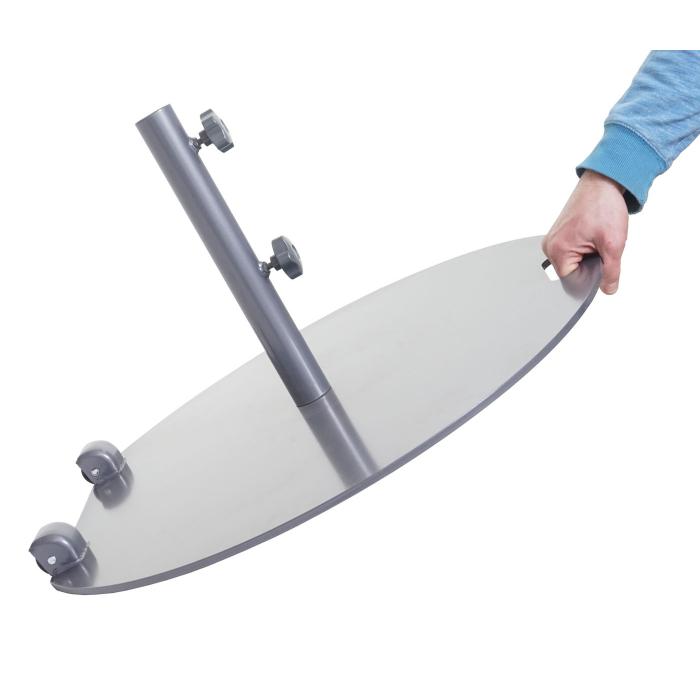Sonnenschirmstnder HWC-A33, Schirmstnder Sonnenschirmfu Sonnenschirmhalter, rollbar, Metall, 22kg  69cm ~ grau
