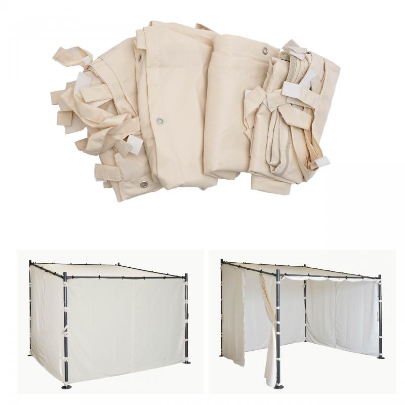 4er-Set Seitenwand fr Pergola HWC-A22, Ersatzseitenwand Pavillon, 3x3m Polyester ~ creme