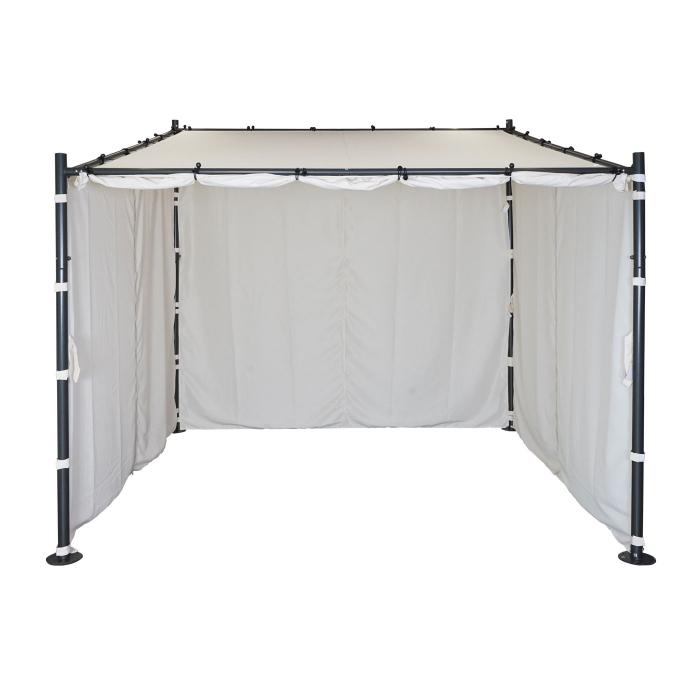 4er-Set Seitenwand fr Pergola HWC-A22, Ersatzseitenwand Pavillon, 3x3m Polyester ~ creme