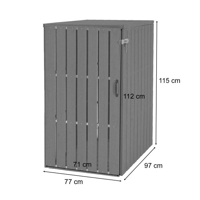 XL 1er-/2er-WPC-Mlltonnenverkleidung HWC-J28, Mlltonnenbox, Metall Holzoptik, erweiterbar ~ grau