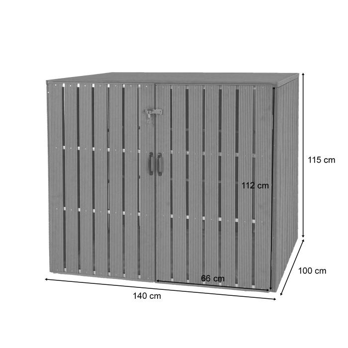 XL 2er-/4er-WPC-Mlltonnenverkleidung HWC-J28, Mlltonnenbox, Metall Holzoptik, erweiterbar ~ braun