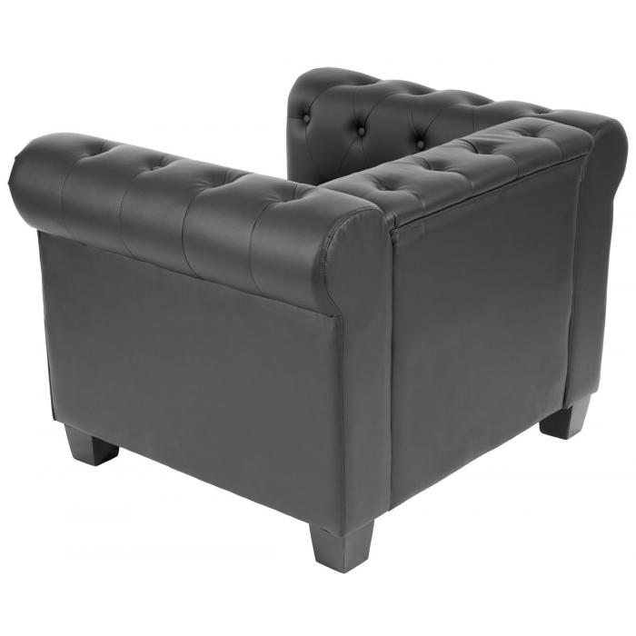 Luxus Sessel Loungesessel Relaxsessel Chesterfield Kunstleder ~ eckige Fe, schwarz