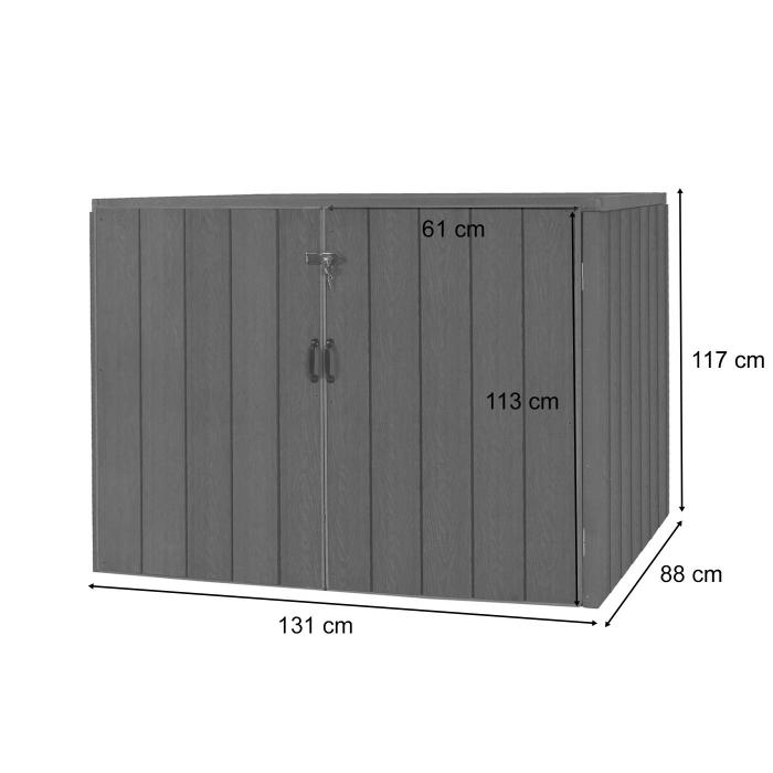 B-Ware (Kratzer SK3) | 2er WPC-Mlltonnenverkleidung HWC-J28, Mlltonnenbox, Metall Holzoptik, erweiterbar ~ anthrazit