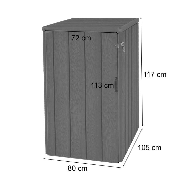 XL 1er-/2er-WPC-Mlltonnenverkleidung HWC-J28, Premium Mlltonnenbox, Metall Holzoptik, erweiterbar ~ grau