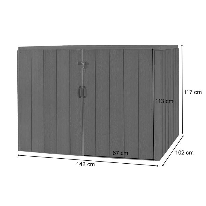 XL 2er-/4er-WPC-Mlltonnenverkleidung HWC-J28, Premium Mlltonnenbox, Metall Holzoptik, erweiterbar ~ anthrazit