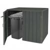 XL 2er-/4er-WPC-Mülltonnenverkleidung HWC-J28, Premium Mülltonnenbox, Metall Holzoptik, erweiterbar ~ grau