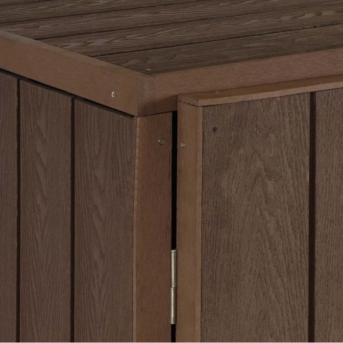 Defekte Ware (Holz gebrochen/Kratzer SK4) | 1er WPC-Mlltonnenverkleidung Erweiterung HWC-J28, Metall Holzoptik ~ braun