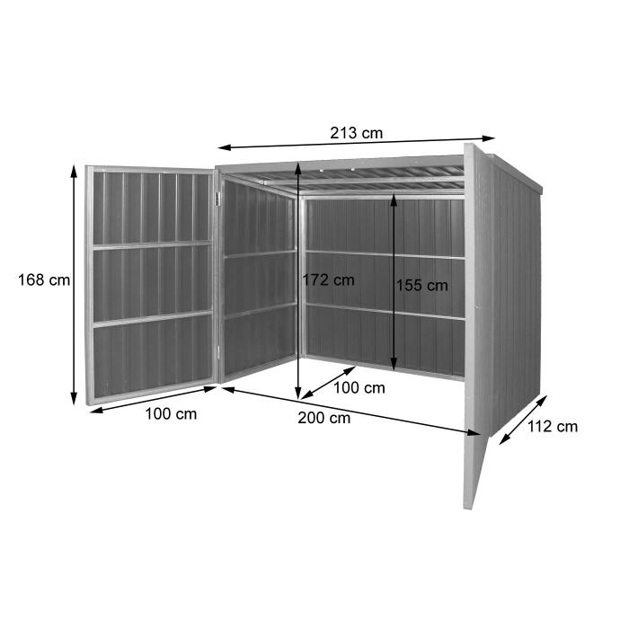 Defekte Ware (Tre beschdigt, SK 6) | WPC-Fahrradgarage HWC-J29, Holzoptik abschliebar ~ 2 Rder 172x213x112cm grau